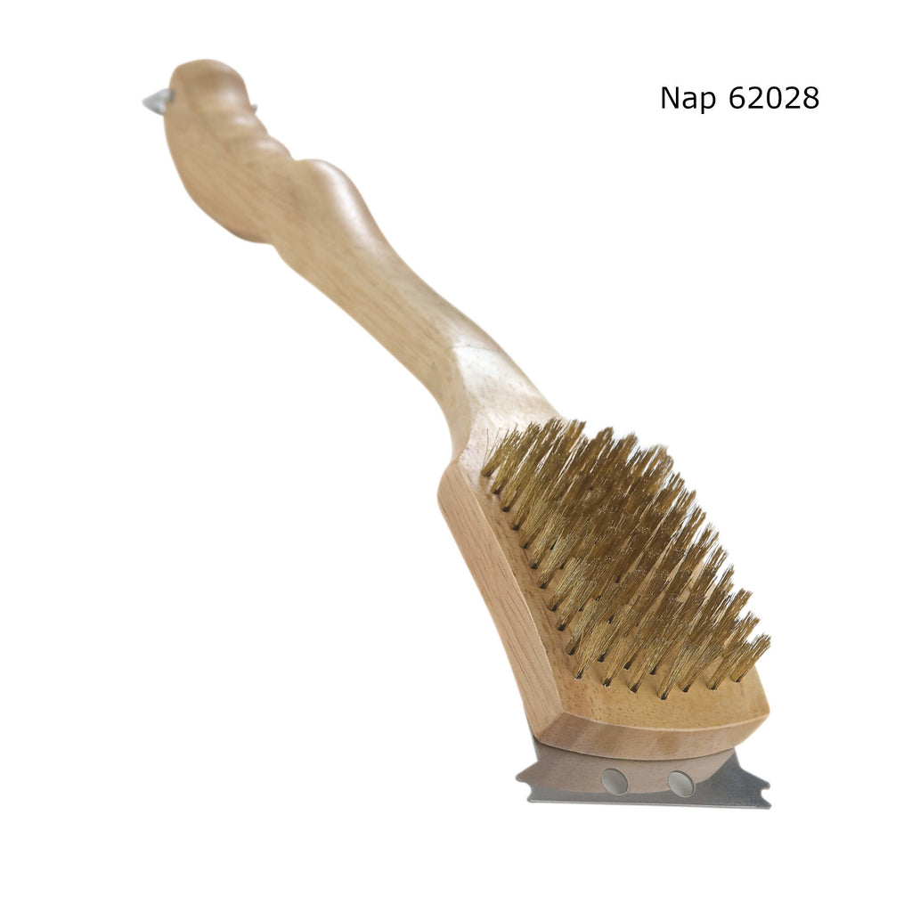 Brass Grill Brush with Wooden Handle Grill & Gear