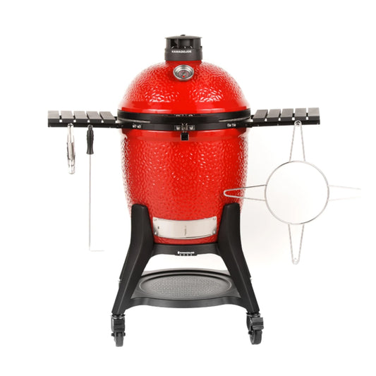 Red barbecue with accessories