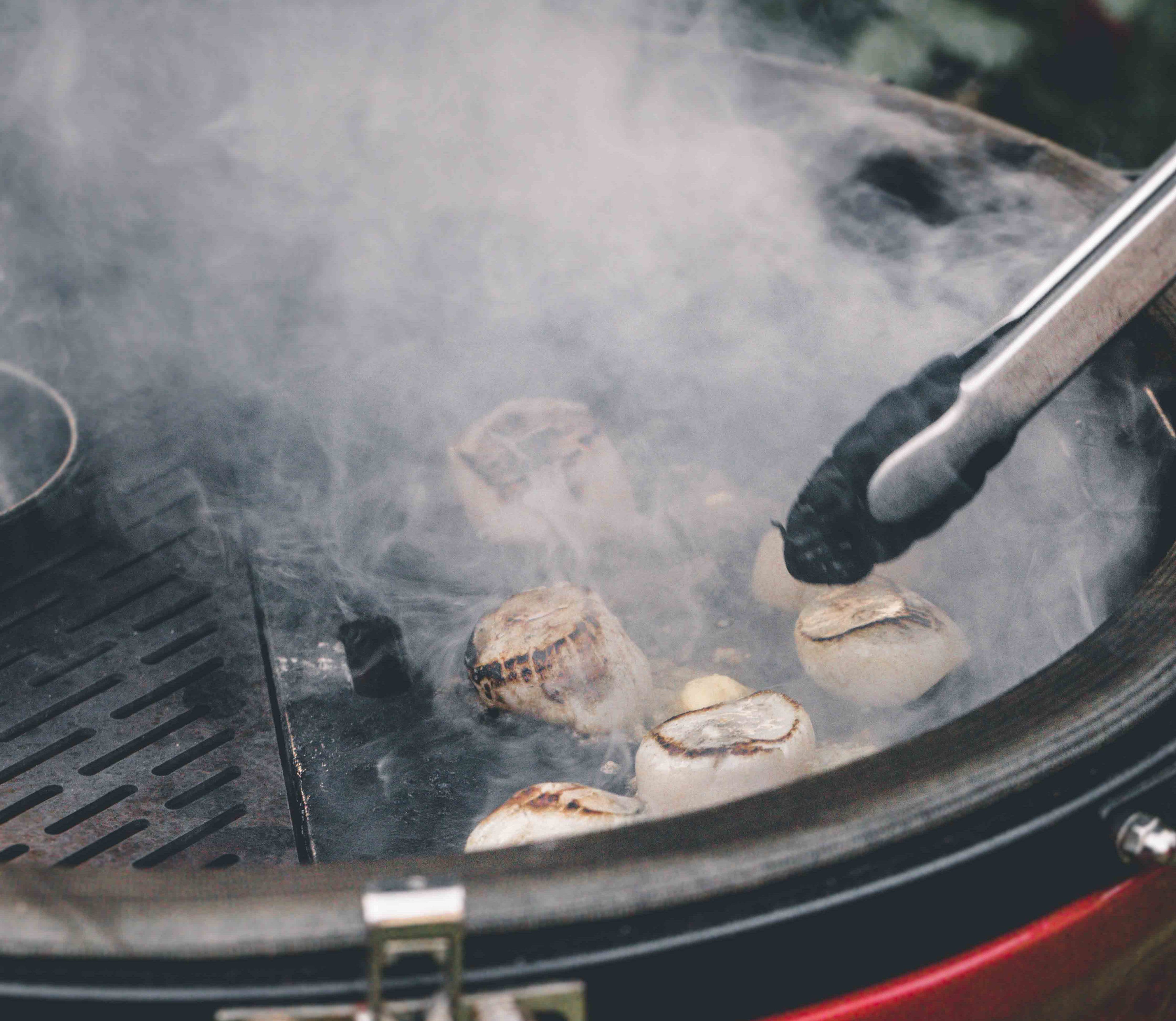 Mushrooms on a barbecue