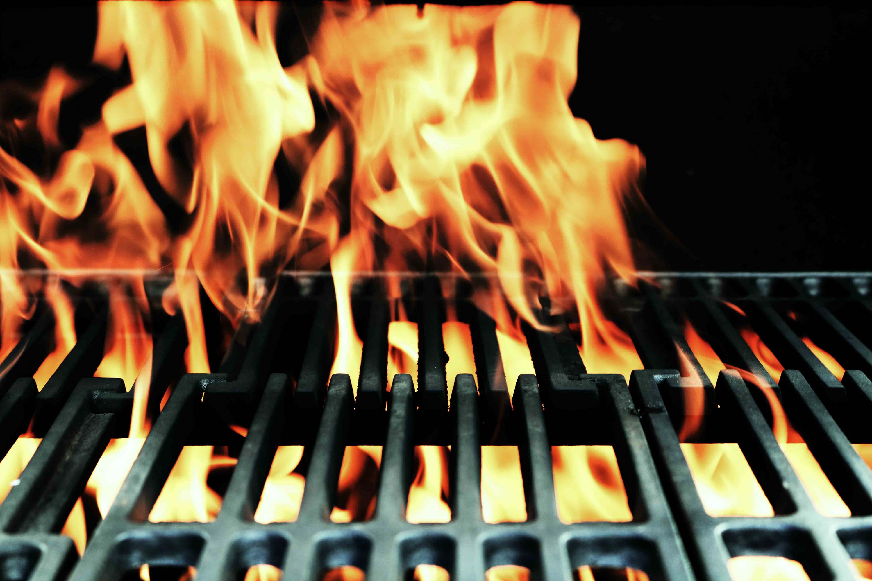 Fire on a barbecue